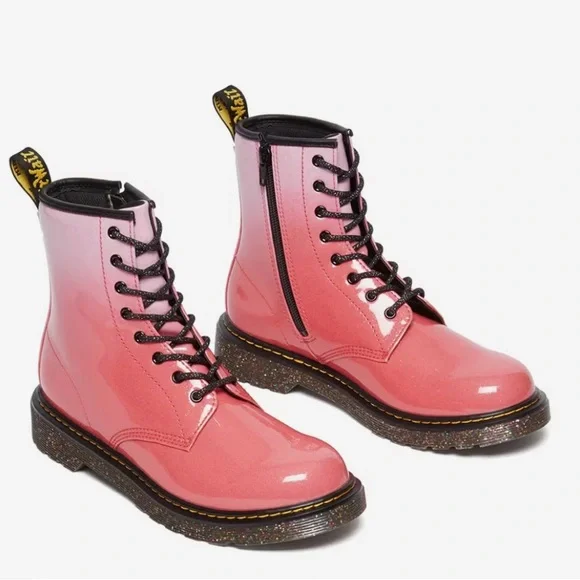 Dr. Martens Shimmering Pink Boots with Black Laces - Picture 2 of 7